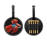 Poisson avec un cœur triste noir sac de rangement pour tee de golf sac de rangement multifonctionnel pour homme, matériau PU durable