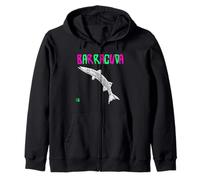 Poisson Barracuda drôle Deux Couleurs Vert/Rose Sweat à Capuche