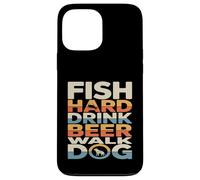 Poisson Boisson Dure bière Promenade Chien drôle pêche Coque pour iPhone 13 Pro Max