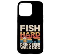 Poisson Boisson Dure bière Promenade Chien drôle pêche Coque pour iPhone 15 Pro Max