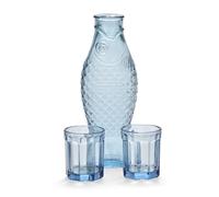 Poisson & Carafe à Poisson & 2 Verres M Bleu