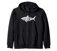 Poisson Caroline du Nord Wrightsville Beach Shark Silhouette Art Sweat à Capuche