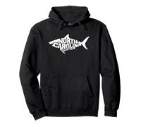 Poisson Caroline du Nord Wrightsville Beach Shark Silhouette Art Sweat à Capuche