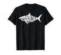 Poisson Caroline du Nord Wrightsville Beach Shark Silhouette Art T-Shirt