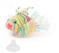Poisson de Simulation - Poisson Lion Brillant en Silicone de 4,5 X 3,1 Pouces avec Ventouse et Lumières LED - Ornement de Paysage D'aquarium coloré, Longueur Réglable pour la