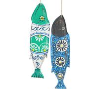 Poisson décoratif en bois peint à la main pour une ambiance maritime Lot de 2