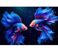 Poisson Diamond Painting 20x30cm,Peinture Diamant Ciel étoilé Diamond Painting Adulte,5D DIY Broderie Diamant Kit Complet,Tableau Diamant Artisanat Strass Painting pour Décoration Intérieur BJ-552
