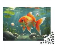 Poisson d'or Puzzle 1000 Pieces Cadeau Unique Monde sous-Marin Challenge Toy À De Qualité Supérieure Peinture Art pour Adultes Et Enfants 1000pcs (75x50cm)