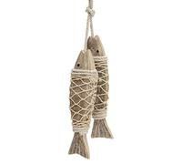Poisson en bois antique - 2 pièces - Sculpture bohème - Œuvre d'art