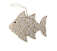 Poisson en Coquillages Cauris & Jonc de Mer 27cm | Décor Mural Esprit "" Bord de Mer""