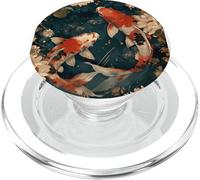 Poisson Japonais Kawaii Koi Cerisier Fleur Sakura Yin et Yang PopSockets PopGrip pour MagSafe