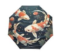 Poisson Koi Chanceux du Japon Parapluie Pliant Enfant Garçons Filles Automatique Protection UV Parapluies Coupe-Vent pour Voyager