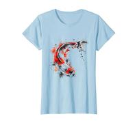 Poisson koï Japonais Koi Carpe Poisson Coloré Asiatique Carpe T-Shirt, Femme, Bleu Céleste, L