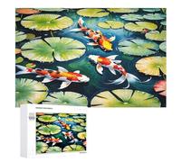 Poisson Koi Puzzles en Bois Adultes Et Adolescents 1000 Pieces Enfants Puzzle Décoration Mur Moderne Art Jouets Cadeau Intéressants （75×50cm）