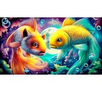 Poisson Magique sous la Lune Puzzle 1000 Pièces pour Adultes - en Carton Recyclé - Décoration 38x26cm/1000pcs