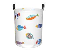 Poisson Mignon De Dessin Animé Panier Linge Rond Paniers À Linge Imperméable Corbeille A Linges Pour Serviettes Rangement Salle De Bain
