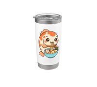Poisson mignon mangeant ramen kawaii art amateur de nourriture Gobelet isotherme en acier inoxydable double paroi