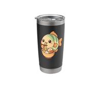 Poisson mignon mangeant ramen kawaii art amateur de nourriture Gobelet isotherme en acier inoxydable double paroi
