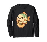 Poisson Mignon Mangeant Ramen Kawaii Art Amateur de Nourriture Manche Longue