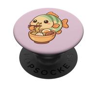 Poisson Mignon Mangeant Ramen Kawaii Art Amateur de Nourriture PopSockets PopGrip Adhésif