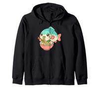 Poisson Mignon Mangeant Ramen Kawaii Art Amateur de Nourriture Sweat à Capuche