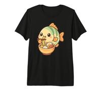 Poisson Mignon Mangeant Ramen Kawaii Art Amateur de Nourriture T-Shirt Haut de Gamme