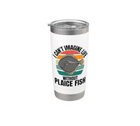 Poisson mignon rétro I Can't Imagine Life Without Plaice Fish Gobelet isotherme en acier inoxydable double paroi