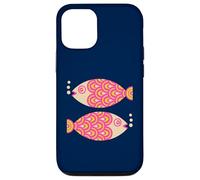 Poisson Natation Rétro Océan Géométrique Rose Fuchsia Coque pour iPhone 12/12 Pro