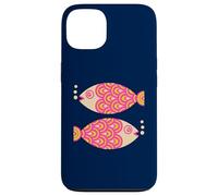 Poisson Natation Rétro Océan Géométrique Rose Fuchsia Coque pour iPhone 13