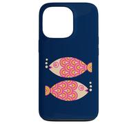 Poisson Natation Rétro Océan Géométrique Rose Fuchsia Coque pour iPhone 13 Pro