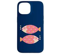 Poisson Natation Rétro Océan Géométrique Rose Fuchsia Coque pour iPhone 15