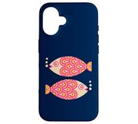 Poisson Natation Rétro Océan Géométrique Rose Fuchsia Coque pour iPhone 16