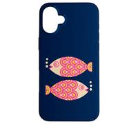Poisson Natation Rétro Océan Géométrique Rose Fuchsia Coque pour iPhone 16 Plus