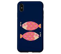 Poisson Natation Rétro Océan Géométrique Rose Fuchsia Coque pour iPhone XS Max