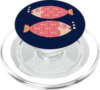 Poisson Natation Rétro Océan Géométrique Rose Fuchsia PopSockets PopGrip pour MagSafe