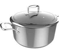Poisson Polka Classy 28 Pot Steel, Diamètre 28 Cm, Capacité 7,5 L, Acier Inoxydable 18/10, Revêtement Antiadhésif, Poignées Rivées, Couvercle En Verre, Convient À Tous Les Types De Cuisines