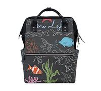 Poisson Poulpe Noir Sac à Langer Sac à Dos Grande Capacité Multifonction Sac à Couches pour Voyage Maman Femme Papa