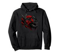 Poisson prédateur futuriste avec Panneaux Armure Rouge Moto Sweat à Capuche