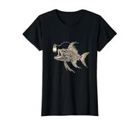 Poisson prédateur squelettique des Mers Profondes T-Shirt, Femme, Noir, XS