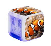 Poisson Réveil horloge de chevet Réveil Numérique avec LED Petit cube pour chambre à coucher réveil Nocturne 7 Couleurs,Réveil Cube avec Lumière Snooze Alarme pour Fille Garçon et Adolescents