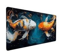 Poisson Tapis de Souris XXL 100x50cm, Tapis Souris Bleu sous Main Bureau avec Bords Cousus, Imperméable Mouse Pad Base en Caoutchouc Antidérapant Surface pour Gamer, PC, Cadeau Femme -lsy2603Z7