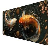 Poisson Tapis de Souris XXL 800 x 400 mm, Jaune Tapis Souris Gamer avec Base Anti-Dérapage, Bords Cousus Design, Imperméable Mouse Pad pour Gaming Accessoire Bureau, Decoration Maison, Cadeau 5f-17D