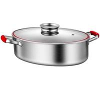 Poisson vapeur en acier inoxydable 304 - Poêle à frire et à faire bouillir multifonction, design ovale de grande capacité pour la cuisson à usage général