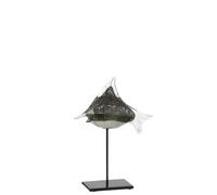 Poisson verre gris greige h.30cm