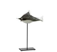 Poisson verre gris greige h.40cm
