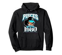 Poissons 1980 Queen Zodiac Traits Afro Diva Anniversaire Sweat à Capuche