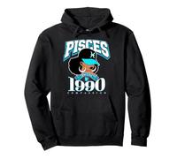Poissons 1990 Queen Zodiac Traits Afro Diva Anniversaire Sweat à Capuche