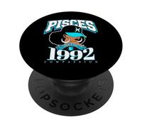 Poissons 1992 Astro Year Queen Melanated Afro Godesses PopSockets PopGrip Adhésif