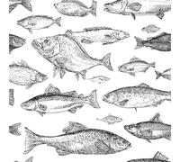 Poissons Animaux Papier Peint Épaissir Mat Auto Adhésif 44x1000 cm Dessiné à La Main Dessin Animé Meubles Autocollants Amovible Comptoir Contact Papier Stickers Muraux pour Bains Salon Chambre