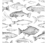 Poissons Animaux Papier Peint Épaissir Mat Auto Adhésif 44x200 cm Dessiné à La Main Dessin Animé Meubles Autocollants Amovible Comptoir Contact Papier Stickers Muraux pour Bains Salon Chambre